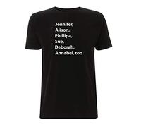 Beautiful South T Shirt I Forget Your Name Lyrics 90's Indie Music Scene Jennifer Alison Phillipa Sue Deborah Anabel Too (Medium, Black)