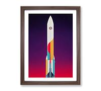 Beautiful Spaceship Rocket Framed Print | A3 Walnut Framed Wall Art | Ready to Hang | Modern Nature Picture | Living Room Bedroom Lounge Office