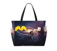 Beautiful Spiral Galaxy Print Large Waterproof Beach Tote Bag for Women with Zip and Pockets Foldable Handbag for Travel Pool Shopping Holiday Gym