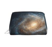 Beautiful Spiral Galaxy Print Makeup Bag Portable Leather Waterproof Cosmetic Bag Clutch Makeup Brush Bag (6.7x4.3in)