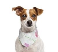 Beautiful Spring Fresh Floral,Dog Bandanas Cotton Pet Scarf Adjustable Bibs for Pet,M