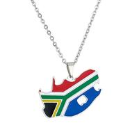 Beautiful Stainless Steel South Africa Map Pendant Necklace (Silver)