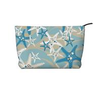 Beautiful Starfish Corduroy Makeup Bag Travel Organizer Bag Cosmetic Bag Large Wide-Open Pouch