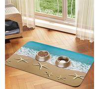 Beautiful Starfish On Beach Sand Printing Pet Absorbent Tablecloth, Special Pad For Pet Bowls, Rollable For Storage, Ideal For Pet Bowls