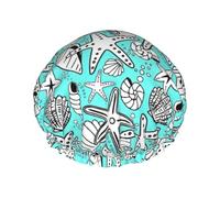 Beautiful Starfish Print Lightweight Shower Cap for Women Double Waterproof Layers Bathing Hat Breathable