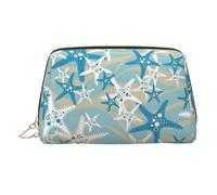 Beautiful Starfish Printed Beauty Pouch, Large Makeup Holder with Built-in Sponge Protection for Home and Trip