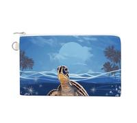 Beautiful Steam Train Coin Purse Canvas Change Pouch with Zipper Small Cosmetic Organizer Bag Women Wallet for Car Keys, Credit Cards, Cash, Lipstick, turtle on the beach, One Size, Turtle on the