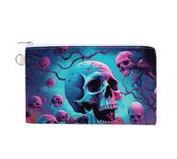 Beautiful Steam Train Coin Purse Canvas Change Pouch with Zipper Small Cosmetic Organizer Bag Women Wallet for Car Keys, Credit Cards, Cash, Lipstick, Color Skull Pictures, One Size, Color Skull