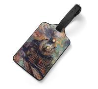 Beautiful Steam Train Luggage Tags with Information Card & Detachable Strap - Durable PU Scratch-Resistant Name ID Identifiers for Suitcases, Travel Bags, Backpacks, and Gym Bags