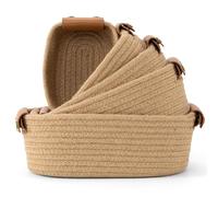 Beautiful Storage Basket Set of 5 - Sturdy Jute Rope Baskets for Shelves Are Perfect for Organizing Your Home - Quality Storage Bins Easily Fit With Any Nursery or Bedroom Decor