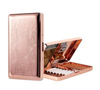 Beautiful Stylish Simple Unilateral Metal Ladies and Men's Cigarette Case,Holds 20 120's Capri Cigarettes (Patterned Pink, 20pcs 120's)