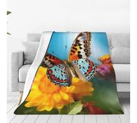 Beautiful Summer Butterfly Throw Blanket for Couch, Plush Fuzzy Soft Flannel Blankets and Throws for Sofa, 40"x30" Bed Blankets for Travel Camping Chair, All Season Warm Fleece Blanket