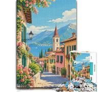 Beautiful Summer in Europe Travel Art Minimal Jigsaw Puzzle, 1000 Piece | For longer indoor activities, this adult jigsaw puzzle with 1000 pieces fits quiet afternoons.