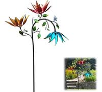 Beautiful Summer Multi Colored Flowers Wind Spinner, Spinning Flowers Colorful Garden Stake Wind Spinner, Wind Spinners for Yard and Garden Decor, Large Metal Wind Sculptures & Spinners