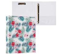 Beautiful Summer Tropical Palm Leaves and Hibiscus 3 D-Ring Binder A4 1 Pack with 200 Sheet for Kids School Supplies Women Men Office