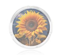 Beautiful Sunflower 2 Print 3.3in Clear Round Glass Ashtray Smoking Accessory For Home Office Pati Home Decor