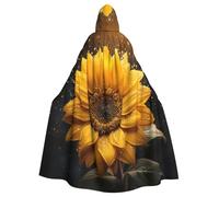 Beautiful Sunflower 4 Unisex Adult Hooded Cloak Knight Costume Black Tunic Cape Medieval Robe Halloween Sorcerer Cosplay Witch