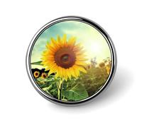 Beautiful Sunflower Badges Circle with Button Design, Personalized Picture Pin Brooches, Round Badge Holders for Decorate Hat Shirt Clothing Bag Accessories