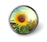 Beautiful Sunflower Badges Decorative, Durable Aluminum Alloy Round Badge, Lightweight Button Brooch for Shirts, Jackets, Hats, Uniforms 1"
