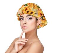 Beautiful Sunflower Bonnet for Hair Protection, Sleep Cap for Women and Men, Soft Satin Sleep Cap with Elastic Band Black, Black, One Size, Black, One Size