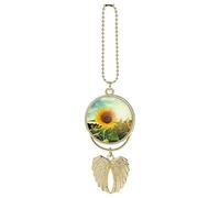 Beautiful Sunflower Car Pendant, Rear View Mirror Hanging Ornament, Auto Decor for Rearview Mirror, Keychain Golden-Style