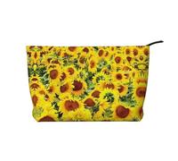 Beautiful Sunflower Corduroy Makeup Bag – Versatile Cosmetic Pouch with Zipper for Daily Use and Travel Capacity Organizer