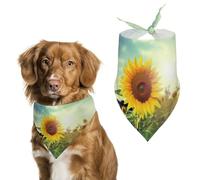 Beautiful Sunflower Dog Bandana Washable & Adjustable Triangle Scarf, Breathable Pet Scarf for Small Medium Large Pets, Cute Fashion Pet Accessory
