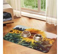 Beautiful Sunflower Dog Food Mat, Absorbent Pet Feeding Mat for Food and Water Bowls Non-Slip Placement Pad for Floors Waterproof Quick Dry Water Dispenser Mat for Dogs Puppy Cats 12x18 Inch