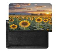 Beautiful Sunflower Field Sunset Passport Holder with Card Slots Portable Passport Cover Compact Waterproof Passports Protector