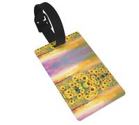 Beautiful Sunflower Field Sunset Print 5pcs Luggage Tags for Suitcases,Cute Suitcase Tag Identifiers for Baggage Tag for Cruise Airport Travel PVC