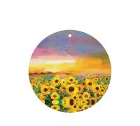 Beautiful Sunflower Field Sunset Printing 10 Pcs Air Freshener Car Scented Hanging Sheets Air Freshener Sheet With Rope For Car And Home