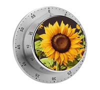 Beautiful Sunflower Kitchen Timer 60 Minute Visual Wind Up Timers Indoor Mechanical Timers with Magnetic Base Stainless Steel Timer for Home Cooking Time Management Tool