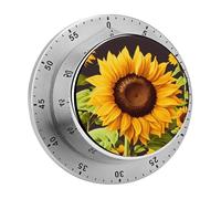 Beautiful Sunflower Kitchen Timer - Mechanical Visual Timer, Stainless Steel Digital Timers with Magnetic Base Egg Timers for Hard Boiled Eggs 60-Minute Countdown Kitchen Clock for Cooking