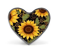 Beautiful Sunflower Lapel Pin Cute Custom Button Pin Personalized Heart Brooch Aluminum Alloy Brooch Pins Fashion Exquisite Badge Pins for Hat Bag Suit Tie Wedding Accessories
