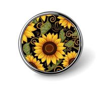 Beautiful Sunflower Lapel Pin Exquisite Fashion Brooches Personalized Button Badge Novelty Unique Cute Button Pins Round Badge Pin Metal Brooch Pins for Backpack Bags Jacket