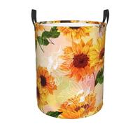 Beautiful Sunflower Laundry Basket,Round Laundry Hampers Spacious And Lightweight Storage Hampers - Easy To Carry, Washable, Collapsible, Perfect For Toys, Clothes, Dorms And Bathrooms.