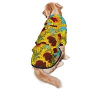 Beautiful Sunflower Oil Painting Print Dog Hoodie Pet Sweatshirt, Warm, Soft And Breathable Hooded Clothes For Medium To Large Dogs, Easy-To-Wear Design, For Winter And Fall