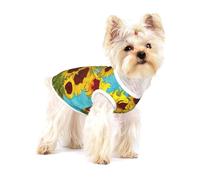 Beautiful Sunflower Oil Painting Print Small Dog Clothes Pet Vest, Soft Cotton Sleeveless T-Shirts Breathable Pet Tank Top Apparel For Puppies And Cats