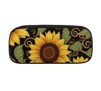 Beautiful Sunflower Pencil Case Waterproof Leather Pencil Pouch Multi-purpose Aesthetic Makeup Bag Cute Pen Bag Large Cosmetic Bag for Office Stationery, Travel