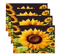 Beautiful Sunflower Placemats Set 30x45cm*4 Heat Resistant Washable Placemat Waterproof Table Placemats Non-Slip Wipeable Tables Mat Kitchen Place Mats for Dining Party Home Decor