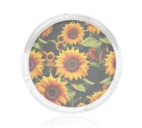 Beautiful Sunflower Print 3.3in Clear Round Glass Ashtray Smoking Accessory For Home Office Pati Home Decor