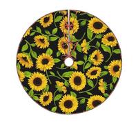 Beautiful Sunflower Print Christmas Tree Skirt Holiday Decor Xmas Mat Festive Halloween Parties Accessory