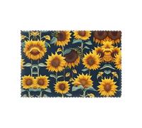Beautiful Sunflower Print Dining Table Place Mats Set Of 6, Washable Heat Resistant Rectangular Decor Mats For Party
