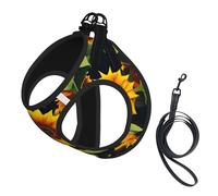 Beautiful sunflower print Dog Harness and Leash Set, Reflective Adjustable Puppy Vest for Small Medium Large Dogs, Cats