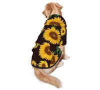 Beautiful Sunflower Print Dog Hoodie For Medium To Large Dogs, Warm, Soft, Breathable Sweatshirt, Easy To Wear Jumper For Winter And Fall, Pet Coat Pullover