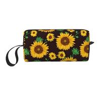 Beautiful Sunflower Print Foam Padded Cosmetic Case Simple Organizer Pouch Lightweight Travel Bag for Space Saving