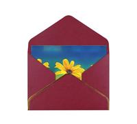 Beautiful Sunflower Print Horizontal Gold-Edged Pearl Greeting Card W/Envelope-Holiday,Birthday,Anniversary,Party(2pcs)
