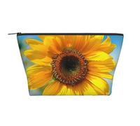 Beautiful Sunflower Print Makeup Bag Trapezoid Travel Cosmetic Organiser Stylish Storage for Beauty & Gifts for Women Girls