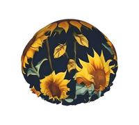 Beautiful sunflower print shower caps with a double layer of, hold your hair well whether using them while showering or taking bath.