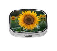 Beautiful Sunflower Print Square Pill Box,Portable for Pocket Or Purse Pill Organizer Pill Container Holder